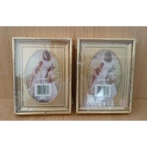NEW Intercraft Gold Metal Picture Frames Set of 2 Rustic Look Hold 3.5 x 5 Photo